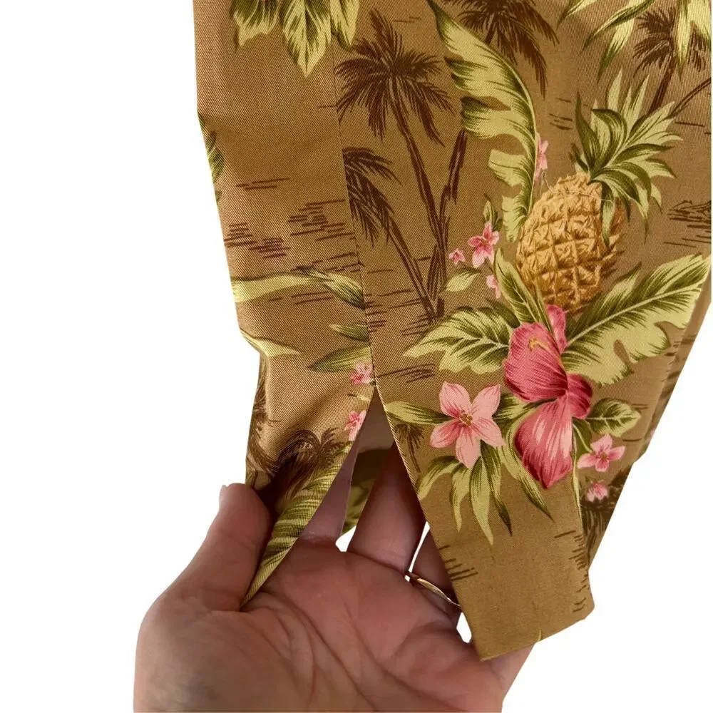 Tommy Bahama Stretch Wide Leg Tropical Print Crop Pants Size 8 Beach